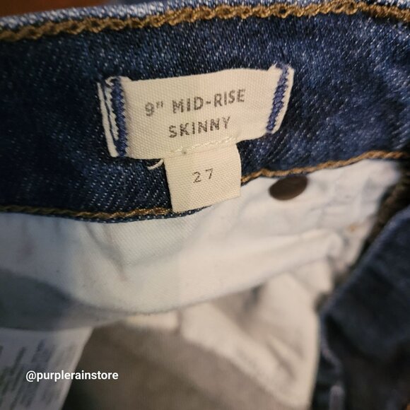 Madewell Jeans 27 Skinny 9" Mid Rise Woodland Wash MA938 Tummy Control Stretch - Picture 5 of 13